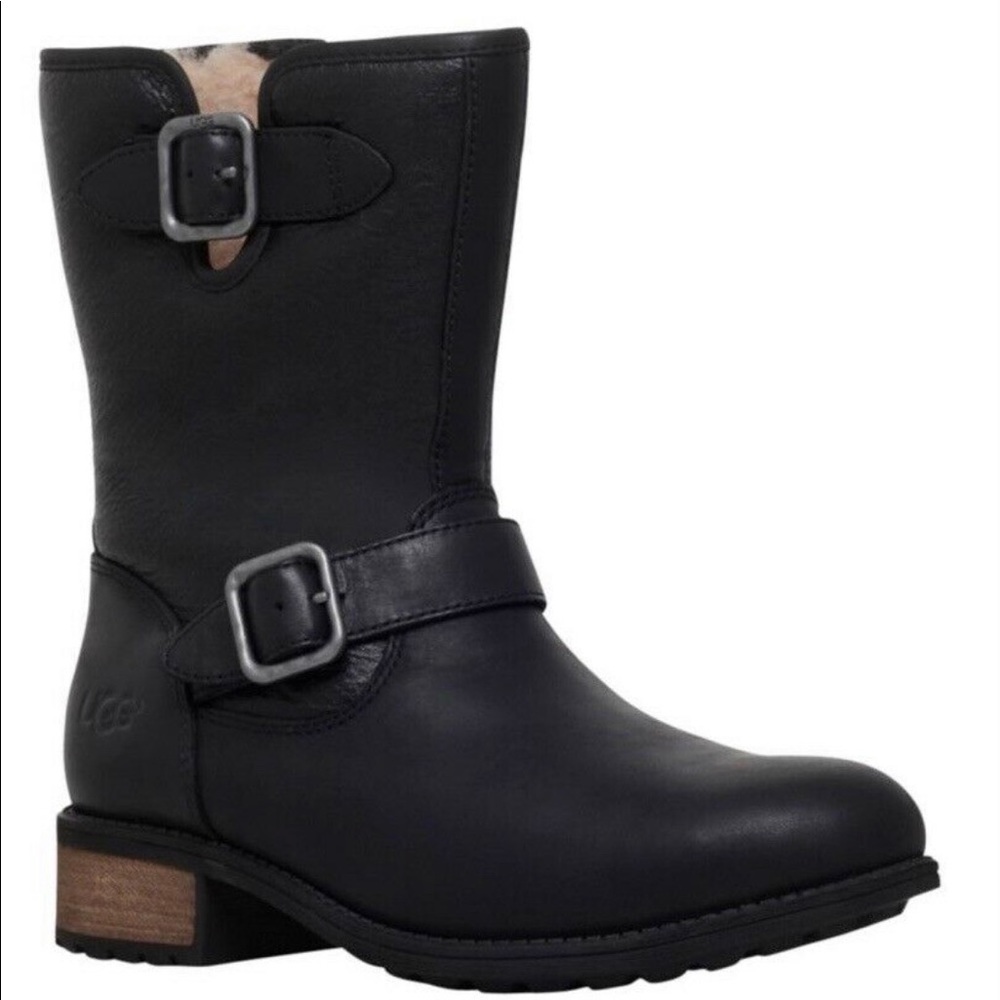 UGG Black Leather Chaney Boots Size 8